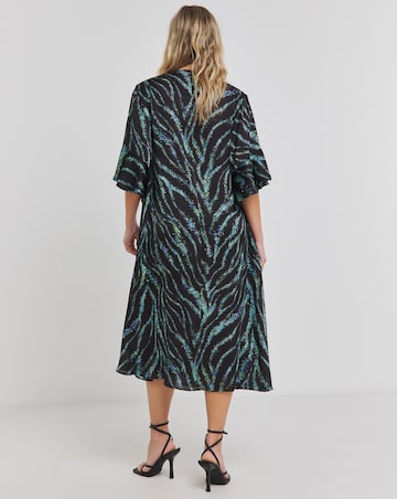 Joanna Hope Tie Neck Swing Midi Dress