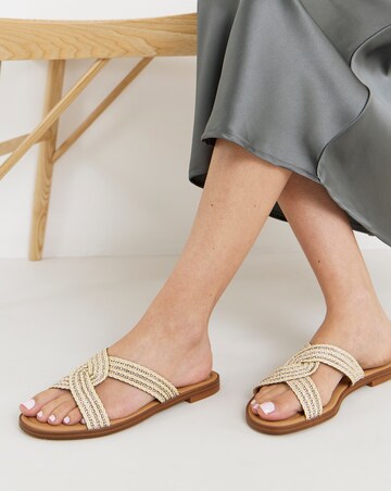 Dulce Woven Shimmer Twist Flat Sandals - Wide Fit (E)