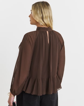 Simply Be Chocolate Crinkle Georgette Blouse