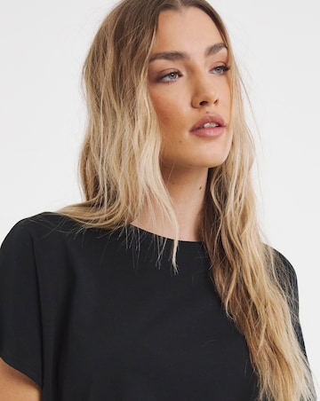 Black Slouchy Dip Back Pure Cotton T-Shirt
