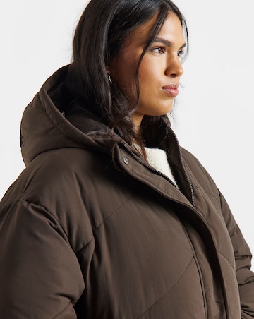 Chocolate Waisted Detail Padded Coat