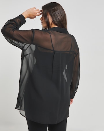 Black V Neck Sheer Shirt