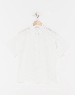 White Broderie Boxy Shirt