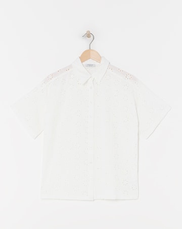 White Broderie Boxy Shirt