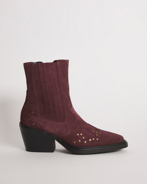 Studded Cowboy Ankle Boots Wide