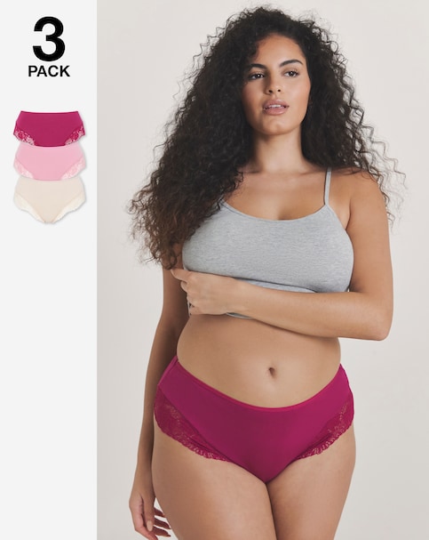 Pretty Secrets (3 Pack) Midi Brazilian Knickers Pink Multi
