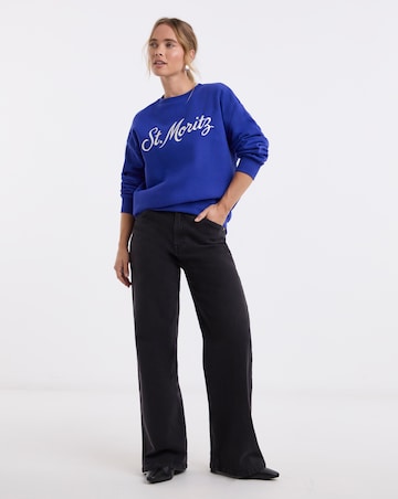 Cobalt Blue St Moritz Embroidered Sweatshirt