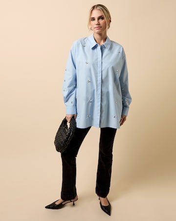 Little Mistress Blue Embellished Shirt
