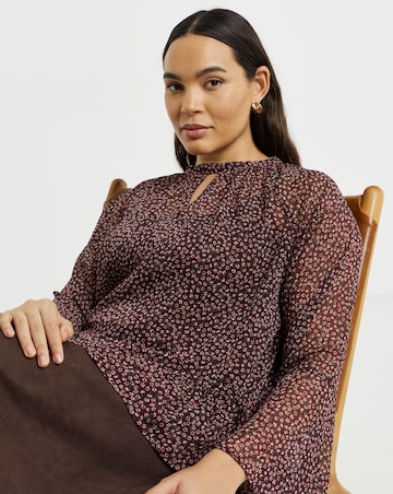 Simply Be Fluted Sleeve Floral Blouse