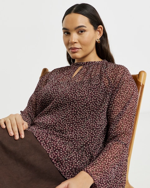 Simply Be High Neck Flute Sleeve Blouse