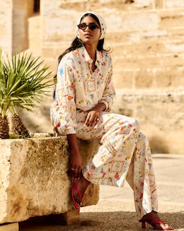 Simply Be Conversational Print Linen Blend Shirt