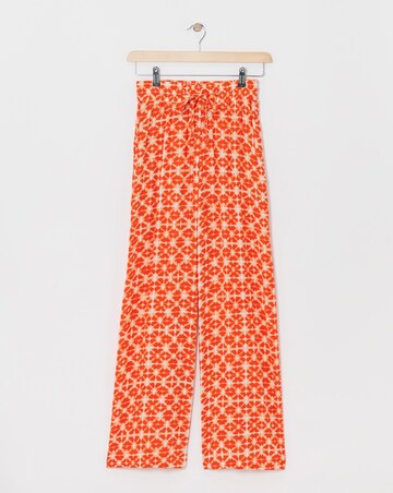 Terracotta Print Crinkle Shirred Waist Wide Leg Trousers