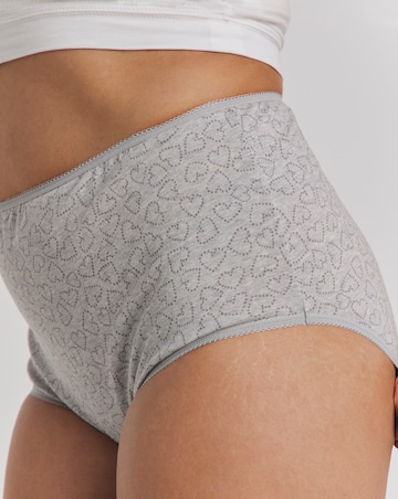 Pretty Secrets (7 Pack) Cotton Full Fit Brief Knickers Heart Print