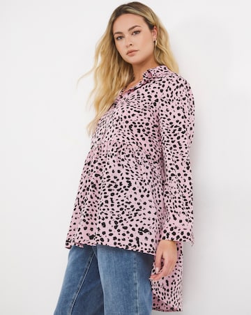 Pink Spot Dipped Back Tunic Shirt