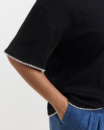 Black Whipstitch Detail T-Shirt