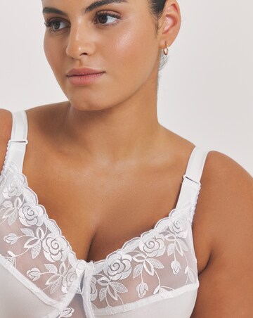 Miss Mary of Sweden Rose Embroidered Full Cup Wired Bra White