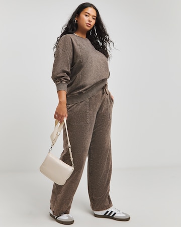 Chocolate Acid Wash Seam Detail Sweatshirt