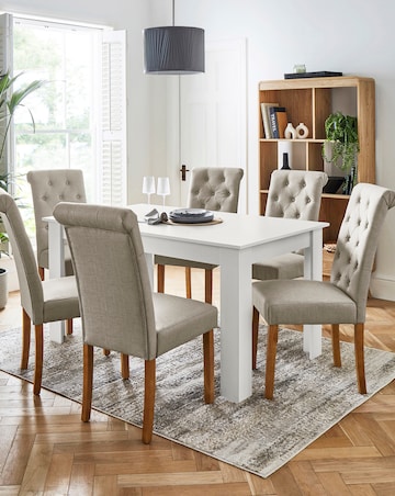 Dakota 6 Seater Dining Table with 6 Ava Button Back Chairs