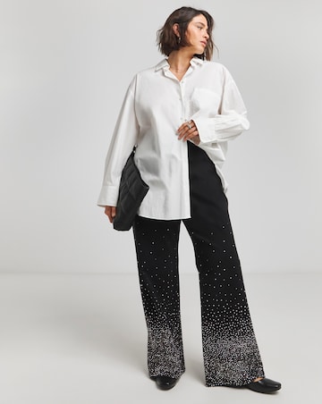 Simply Be X Twisted Wunder Black Embellished Wide Leg Jeans