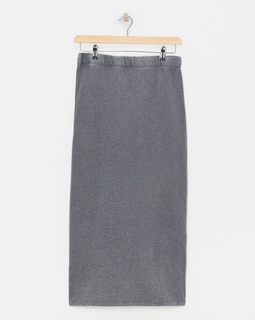 Grey Acid Wash Midi Skirt