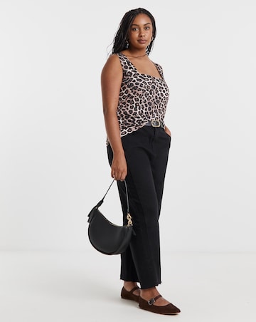 Leopard Print Double Layer Square Neck Vest