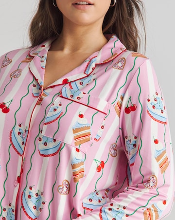 Chelsea Peers Jersey Stripe Cake Print Pyjama Set