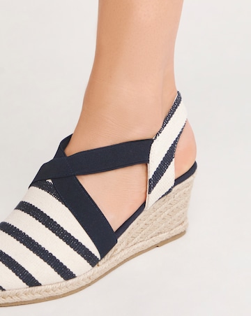 Cassie Crossover Elasticated Espadrille Sandals - Wide Fit (E)