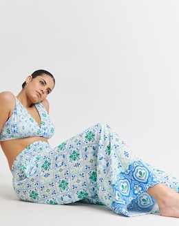 Beach To Beach Tile Print Wide Leg Beach Trousers