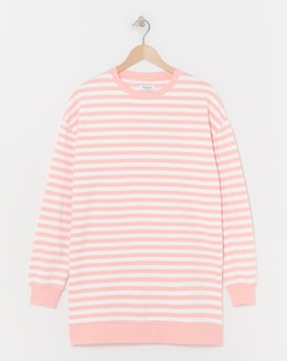 Peach &amp; Ivory Stripe Side Split Sweatshirt Tunic