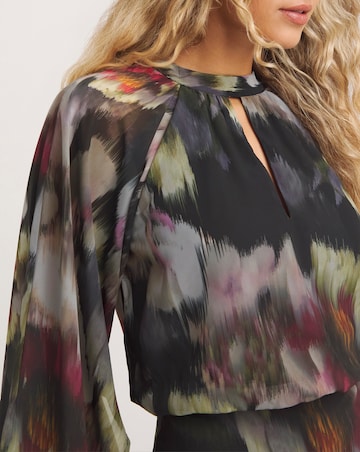 Joanna Hope Blouson Tie Neck Maxi Dress
