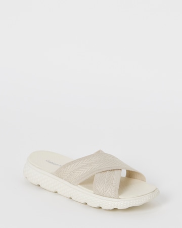 Cushion Walk Beige Crossover Mules - Extra Wide Fit (EEE)