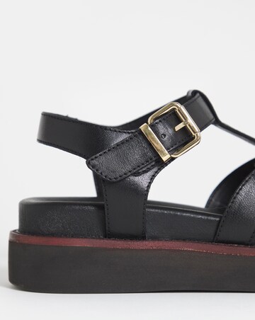 Fontana Leather T Bar Fisherman Sandals - Extra Wide Fit (EEE)