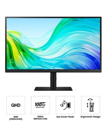 Samsung 27in ViewFinity S6 S61F 100Hz QHD Height Adjust Monitor - Black