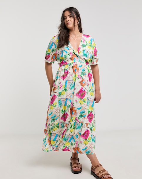 Native Youth Cut Out Twist Midi Dress