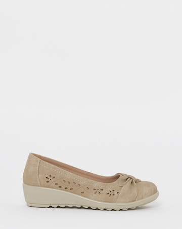 Cushion Walk Beige Cut-Out Wedge Ballerinas - Extra Wide Fit (EEE)