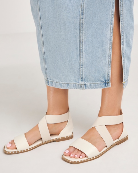 Jade Stretch Cross Flat Sandals - Extra Wide Fit (EEE)