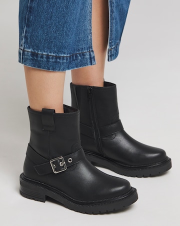 Vada Classic Multi Buckle Biker Boots Extra Wide EEE Fit