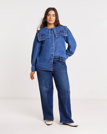 Simply Be Embroidered Sailor Collar Denim Shirt