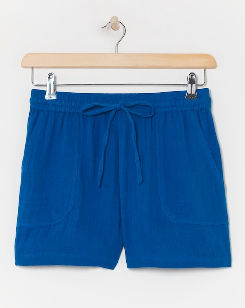 Blue Cheesecloth Shorts