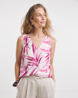 Printed V Neck Woven Vest