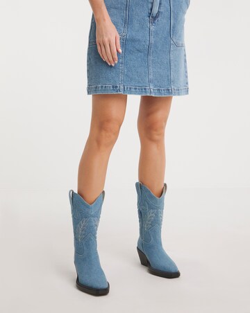 Bobbie Calf Western Boots Denim Wide E Fit Standard Calf