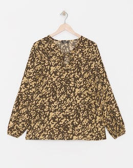 Womens Viscose Tie Detail Blouse- Animal
