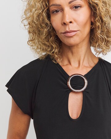 Buckle Front Jersey Midi Dress