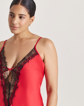 Ann Summers Cherryann Satin And Lace Chemise Red