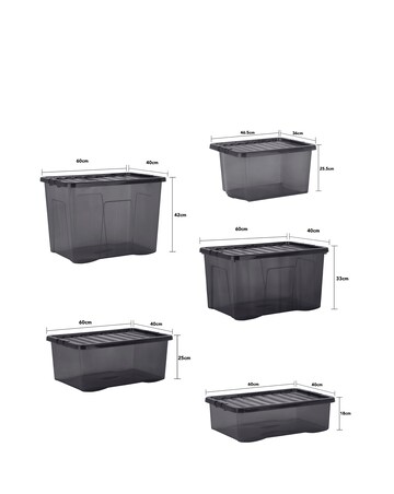 Wham Multisize Crystal Box & Lids Smoke Grey 4Pk