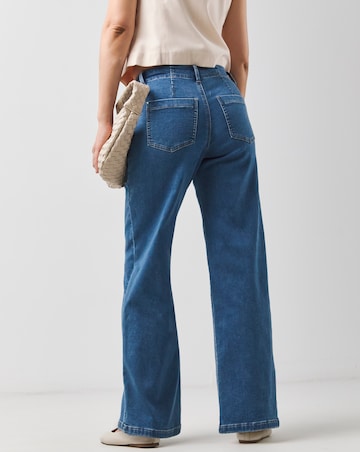 Mid Blue Cosy Wide Leg Jeans
