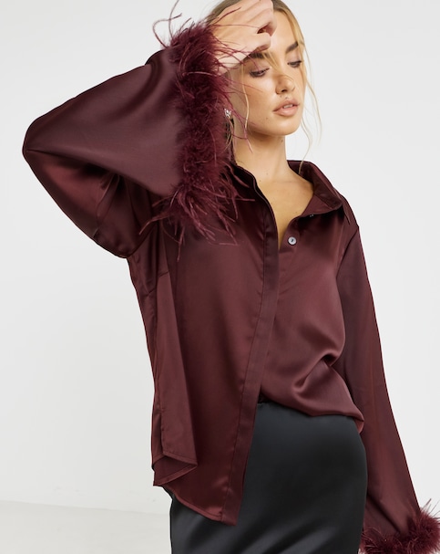 Lovedrobe Satin Feather Shirt