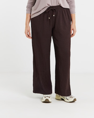 Chocolate Jersey Textured Wide Leg Trousers