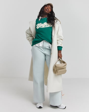 Dark Green Boucle Slogan Sweatshirt