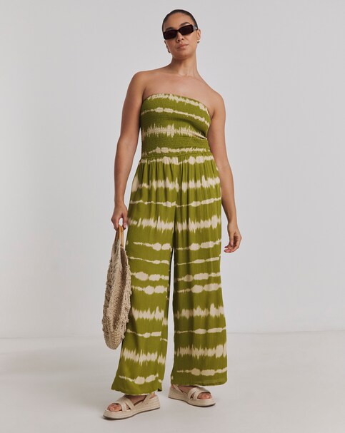 Shirred Bandeau Beach Jumpsuit